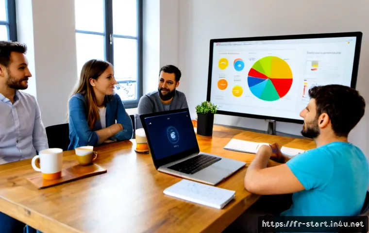 Home 17 스타트업 마케팅 교육 과정 - Photorealistic startup marketing workshop in a bright Paris coworking space, diverse young French en...