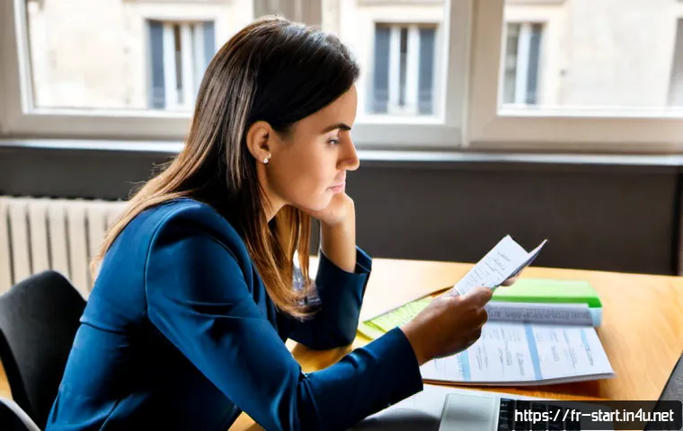 Home 17 스타트업 마케팅 연봉 실태 - Photorealistic French startup marketing professional in a bright Paris coworking office, woman in he...