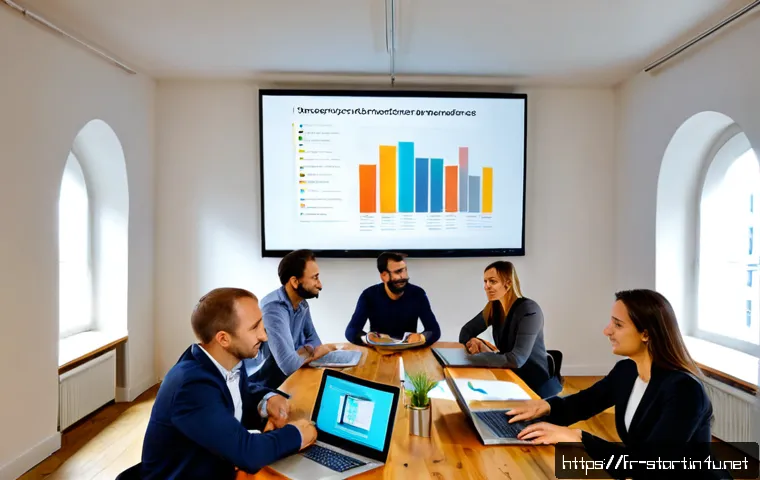 스타트업 마케팅 실무 강의 - Photorealistic startup marketing workshop in a bright Paris coworking space, diverse French entrepre...